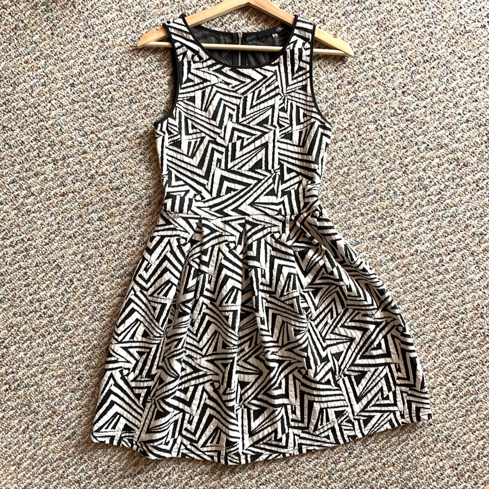 geometric print cocktail dress